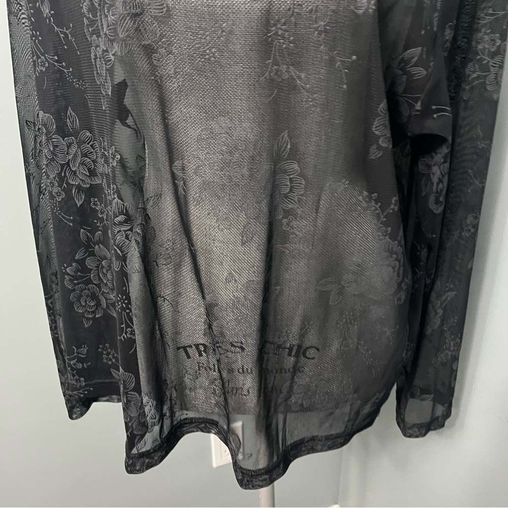 PENNINGTONS Plus size Black Sheer Floral print Top size 2X - Picture 3 of 9
